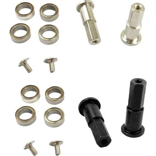 2x RC Metal Wheel Axle Tire Tires with Bearings for WPL D12 Model Crawler Truck Accessories