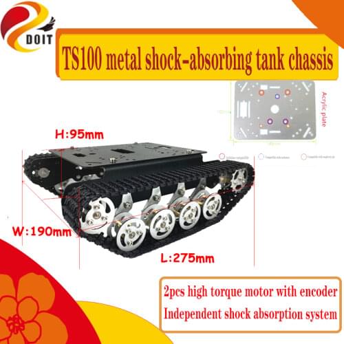 Metal Shock-Absorbing Tank Chassis TS100 Smart Crawler Robot Platform Free Acrylic Panel For Arduino/NodeMCU/Raspberry Pi DIY