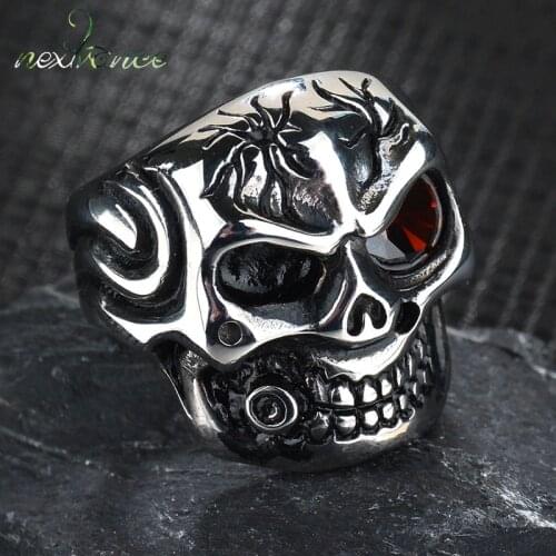 Nextvance Vintage skull ring for men male Gothic punk Biker Skeleton stainless steel jewelry Accessories Rings Drop Shipping