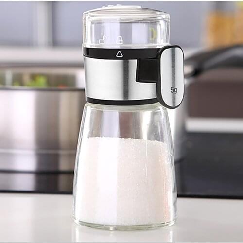 Push-type Salt Control Bottle Quantitative Salt Shaker Seasoning Jar Household Salt Spreader Kitchen Glass Limit