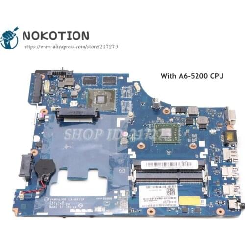 NOKOTION VAWGA GB LA-9911P For Lenovo ideapad G405 14 Inch Laptop Motherboard HD 8500 R3 A6-5200 CPU DDR3