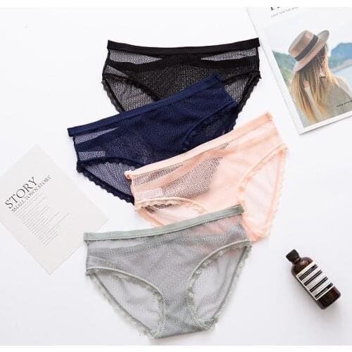 New Underwear Womens Sexy Panties Fashion Hollow Out Lace Underpants Low Waist Seamless Briefs Female Transparent Lingerie