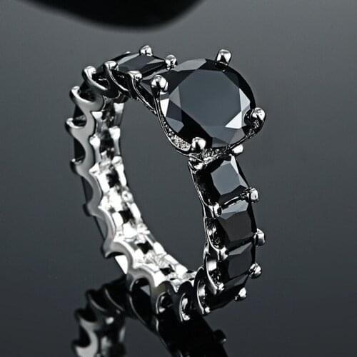 New Arrival Black Jet Zircon Wedding Rings For Women Party Anniversary Jewelry Brand Copper Anel Aneis Ouro Women Wedding Ring