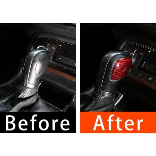 For 2011-2018 Touareg Auto Gearshift Head Patch Two Side Covers Real Carbon Fiber Rounded Hand Car Accessories internal 2 Sets