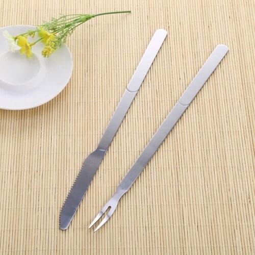 Stainless Steel Skewers Flat Meat BBQ Skewers Forks And Knives Outdoor BBQ Barbecue Grill Accessories Roasting Fork Espeto Inox