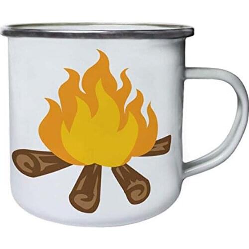 Stainless Steel Camping Coffee Mug Camping Fire Retro Enamel Birthday Christmas Outdoors Metal Enamel Campfire Cup