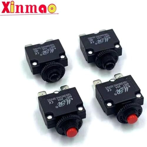 Reset Fuse Circuit Breaker MR1 2A 3A 4A 5A 6A 7A 8A 10A 15A 20A Thermal Switch Overload Protector Push Button Black WP-01