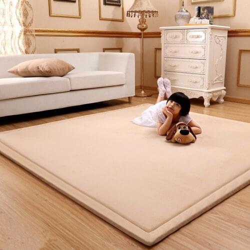 Simple Japanese tatami mats coral fleece velvet bedroom carpet Thicken children Kids playmat lving room crawl mat large Area Rug