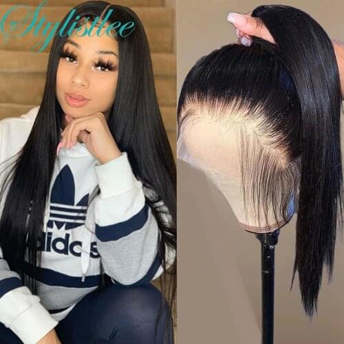 Straight Lace Front Wig 28 inch 130 Density Brazilian Remy Straight Human Hair Wigs For Women 13x5x1T Part Lace Frontal Wig OEM