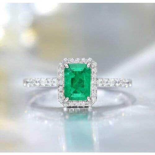 Romantic Square 1ct Lab Emerald Ring 925 sterling silver Engagement Wedding band Rings for Women Bridal Finger Party Jewelry