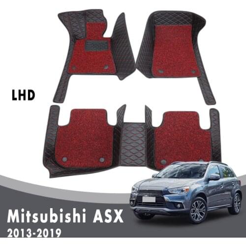 Luxury Double Layer Wire Loop Car Floor Mats Carpets For Mitsubishi ASX 2019 2018 2017 2016 2015 2014 2013 Auto Accessories Rugs