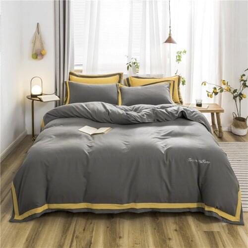 Luxurious and Comfortable Bedding Set, Four-piece Pure Color Brushed, Plain and Light Luxury Quilt Duvet Cover, Bed Linen