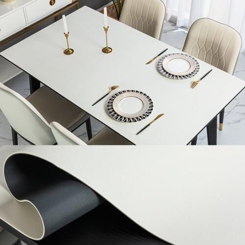 Custom made tablecloth Solid color waterproof oilproof rectangle leather table mat washable dining table protector 1.5mm thick