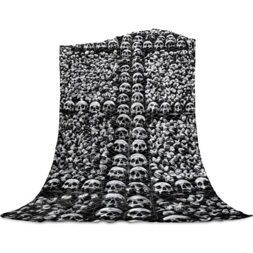 Black Skull Light Thin Flannel Blanket Custom Super Warm Soft Blankets Throw on Sofa Bed Travel Bedspread