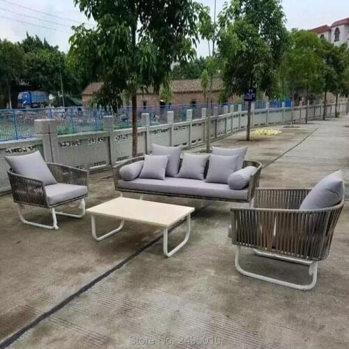 Outdoor Patio Aluminum leisurel furniture chat set sectinal seating weather resistant in garden sofas decoration