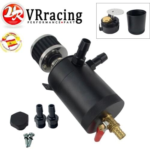VR - Oil Catch Can Tank 2 Port with Removable Valve Fuel Oil Separator Air Racing Universal Baffled VR-TK92