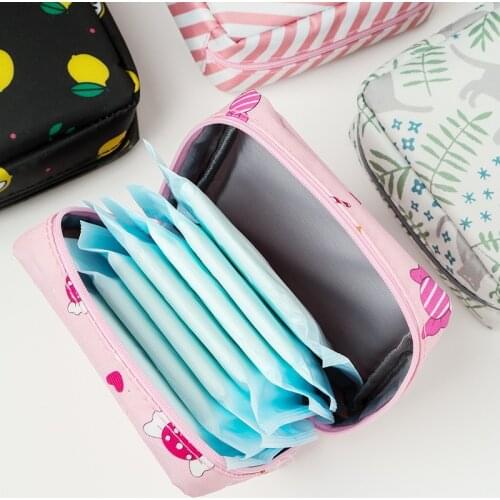 Women Lipstick Storage Bag Sanitary Pad Pouch Napkin Cosmetic Bags Organizer Ladies Makeup Bag Girls Purses Holder Organizer