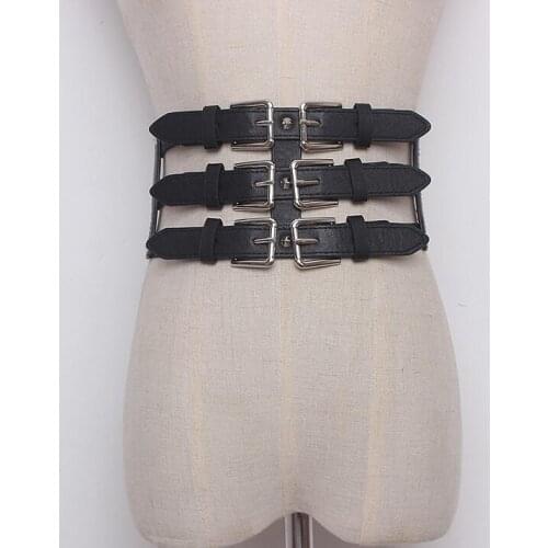 Womens runway fashion elastic pu leather Cummerbunds female Dress Corsets Waistband Belts decoration wide belt R1646