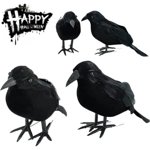 1/2pcs Black Fake Crow Props Simulation Bird Raven Halloween Decoration Scary Party Supplies Home Bar Haunted House Decor