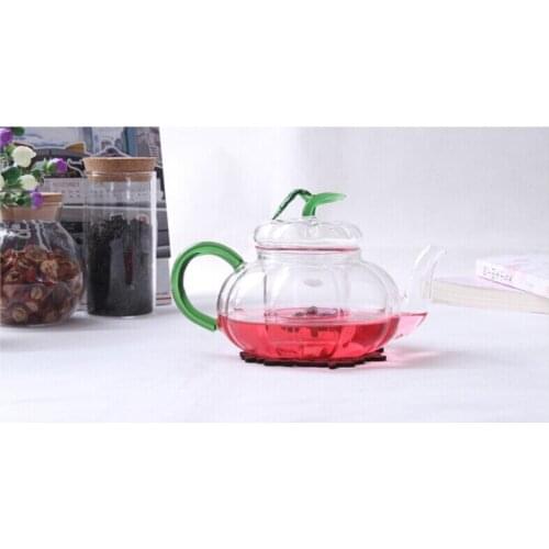 1PC new arrival heat resistant glass green leaf teapot 750ml one pc price high quanlity OL 0122
