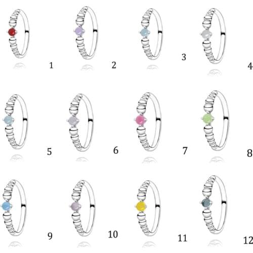 2020 NEW PAN Style 925 Sterling Silver Rings Birthstone Beaded Rings Anniversary Engagement Women Fashion Jewelry Birthday Gift