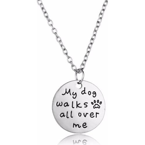 24PC/Lot My Dog Walks All Over Me Cute Pet Paw Claw Print Pendant Chain Necklace Women Girls Dog Lovers Necklaces Jewelry Gifts