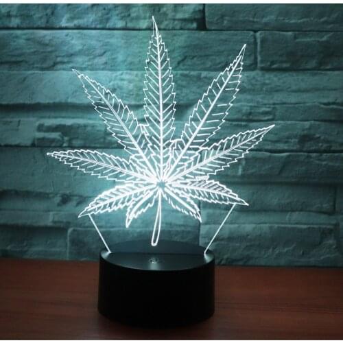 3D LED Night Light Nine petals Leaves Action Figure 7 Colors Touch Optical Illusion Table Lamp Home Decoration Model