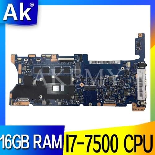 Akemy Top configuration Laptop Motherboard For Asus UX360UAK UX360UA UX360U Mainboard 60NB0C00-MB8000 16GB RAM I7-7500 CPU