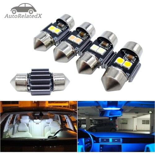 2x 28mm 29mm Car led C5W Festoon C10W 6641 6614F Sun Visor Vanity Mirror Light Door Dome Reading Lamp white blue purple 12V 24V