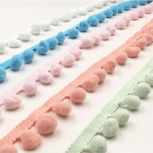Wholesale 19-20yd/lot Cheap Macrame Ball Pom Trims 2.5cm Wide 1.2cm Diameter Ball Ribbon Trim Decorative Lace Pompom Fringe X114
