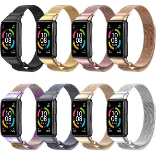 Milan Magnetic Loop Strap For Huawei Honor Band 6 Smart Wristband Replacement Bracelet For Huawei Band 6 Metal Wrist Strap