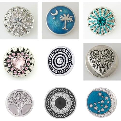 LOVE Rhinestone Flower 20mm Metal snap button jewelry DIY bracelet KD1003