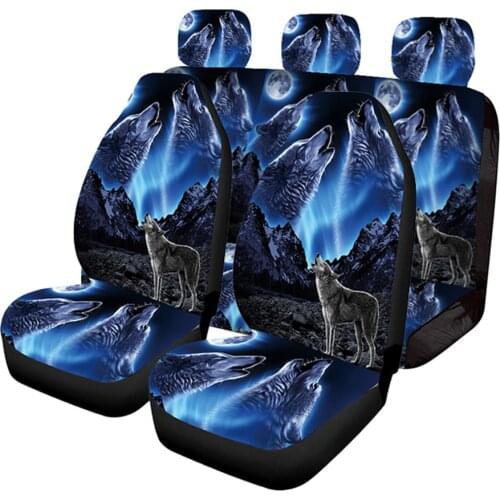 Wolf in Mountain Car Seat Covers Front Car Seat Covers Rear Backrest Cover Rear Bottom Bench Cover Set For Suzuki Swift Ford