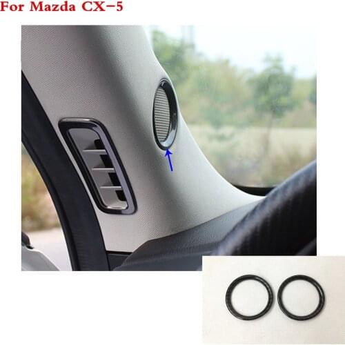 Car cover Carbon fibre Inside A column door Audio Speak Sound Cover Ring circle trim 2pcs For Mazda CX-5 CX5 2nd Gen 2017 2018