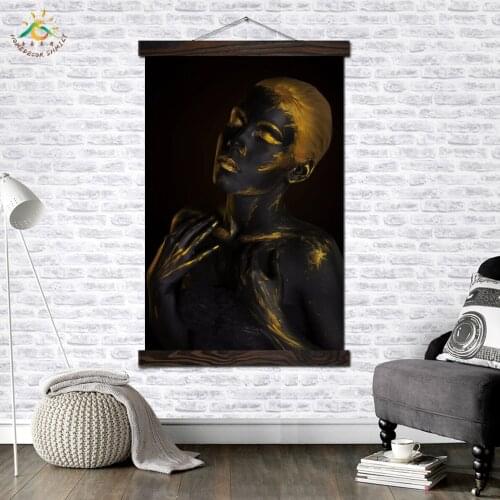 Black Girl Gold Hair Modern Canvas Art Prints Poster Wall Painting Scroll Painting Artwork Wall Art Pictures Home Decoration