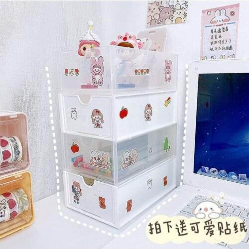 2 Layer Drawer Type Storage Box Household Stackable Desktop Organizer Clear Plastic Durable Large Capacity Container
