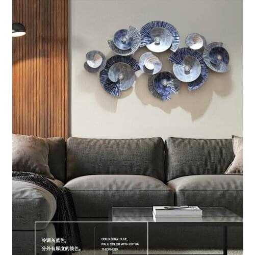 European Luxury Wrought Gradient Blue Wall Hanging Hotel Background Wall Sticker Crafts Home Livingroom Wall Mural Decoration