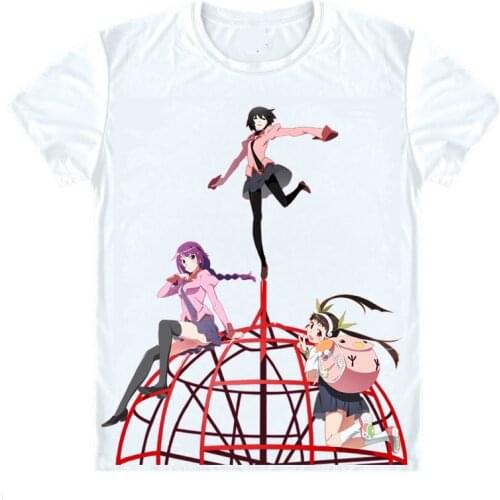Owarimonogatari T-Shirts Short Sleeve Shirts Anime Manga Oshino Ougi Memes niece Oshino Shinobu Cosplay Shirt