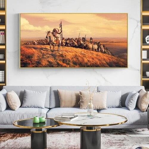 African Primitive Man Riding A Horse Oil Painting on Canvas Posters and Prints Scandinavian Wall Art Picture for living room