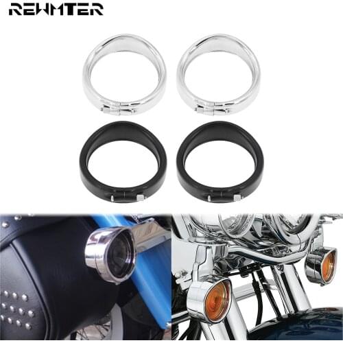 Motorcycle Visor Style Turn Signal Light Trim Ring With Rubber Rings For Harley Touring Road King Glide Softail FL FLHR FLHT