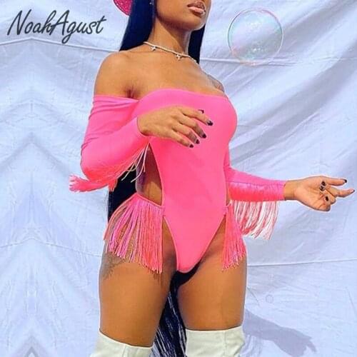 Fringe Bodysuit Swimwear Women Bathing Suit Sexy One Piece Swimsuit Off Shoulder Monokini Bandeau Bikini Thong Trikini Beachwear