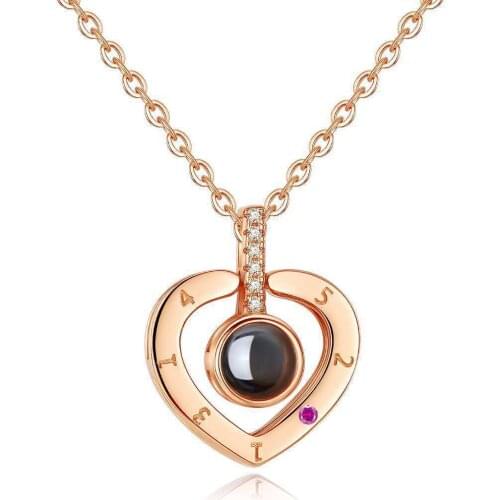 Hot Sale I Love You Necklace 100 Languages Heart Love Necklace Love Memory Projection Pendant Necklace for Women Gifts