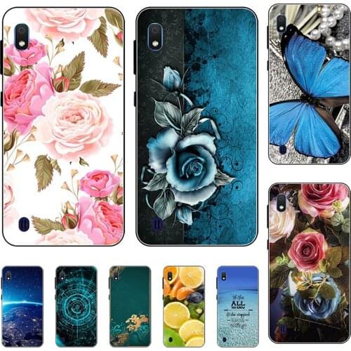 Fashion Flower Case For Samsung Galaxy A01 A015 Cover For Samsung Galaxy A10 A105 Soft Silicone Cat Printing Capa Back Coque