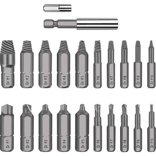 22 Pcs Daed Screw Extractor Set Remove Broken Bolt Screw Remover with netic Holder Socket Adapter