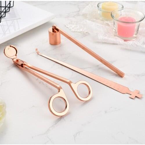 3pcs Candle Extinguishers Tools Set Stainless Steel Vintage Candle Cover Bell Snuffer Wick Trimmer Candle Accessories