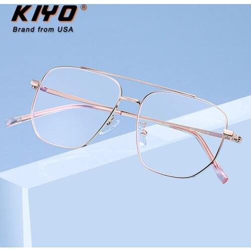 KIYO Brand 2020 New Women Men Fashion Anti Blue Light Optical Frame Metal Eyeglasses Frames Square Spectacles Glasses 9655