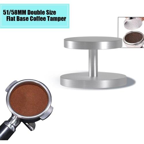 New 51MM 58MM Espresso Coffee Press Tamper Aluminum Flat Base Coffee Powder Beans Hammer Tool Coffee Accessories Espresso Maker