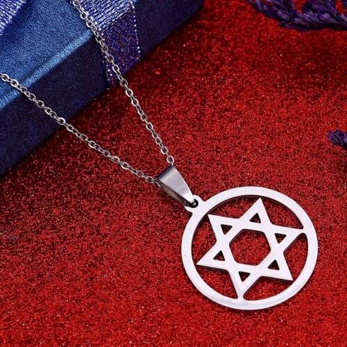 Hexagram Pendant Necklace Jewelry Magen David Necklace Silver Color Jewelry Islam Arab Jewish Star