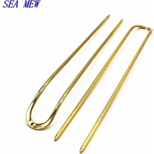 SEA MEW 10PCS 130*2mm Hair Sticks 5 Colors Plated U Shape Hair Pins Blank Base Setting For Women Jewelry Making cy1902