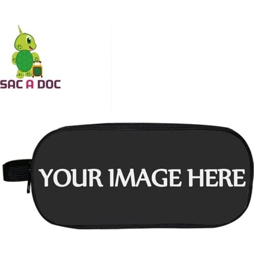 Customize Logo Image Design Cosmetic Cases Double Layer Pencil Holder Unisex Students Stationery Storage Bags Large Makeup Bag